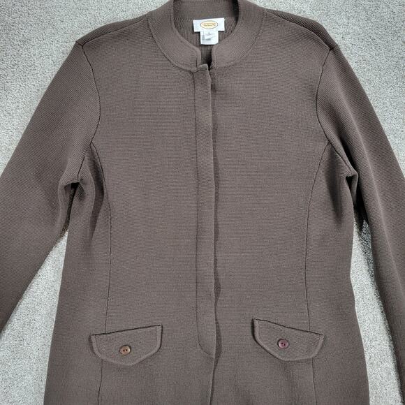 Talbots Silk Cardigan Womens M Brown Knit Button Down Faux Pockets Sweater - Picture 13 of 16